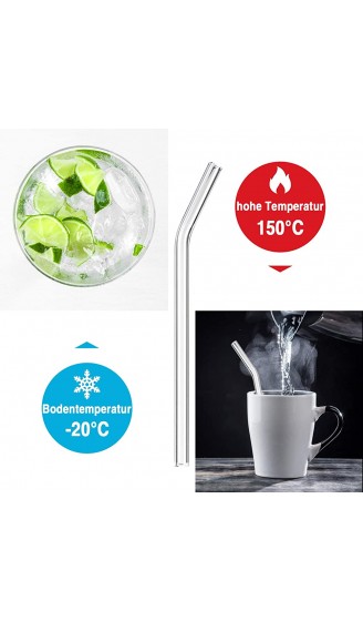 DONQL 8 Stück Glasstrohhalme Glas Wiederverwendbar Trinkhalme Umweltfreundlich Trinkhalme aus Glas mit 2 Reinigungsbürsten Transparent Länge 20cm Perfekt für alle Getränke Milch Gebogen - B08XTJJQG1L