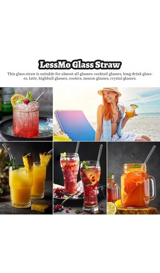 LessMo 8 Stück 15cm Wiederverwendbare Glashalme-LFGB Zertifiziert Transparente Glashalme mit 2 Reinigungsbürsten Explosionsgeschützt Umweltfreundlich BPA-frei für Cocktails - B07PLD82Y8N