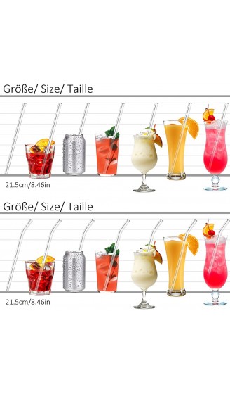 MELLIEX 8 Stück Glas Strohhalm Wiederverwendbar Glas Trinkhalme Eco Nachhaltige Strohhalme mit 2 Reinigungsbürsten für Cocktail Smoothie Tee - B07GSXTZM5I
