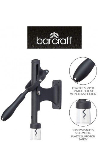 BarCraft Luxus wandmontierter Korkenzieher als Weinflaschenöffner aus Metall und Kunstoff in Schwarz 31,5 x 6,5 x 26 cm - B07DRTS3NFJ