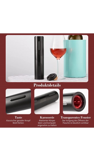 Elektrischer Flaschenöffner Set mit USB-Ladekabel Weinausgießer Folienschneider Vakuum-Weinverschluss - B09NR8Q6GKM