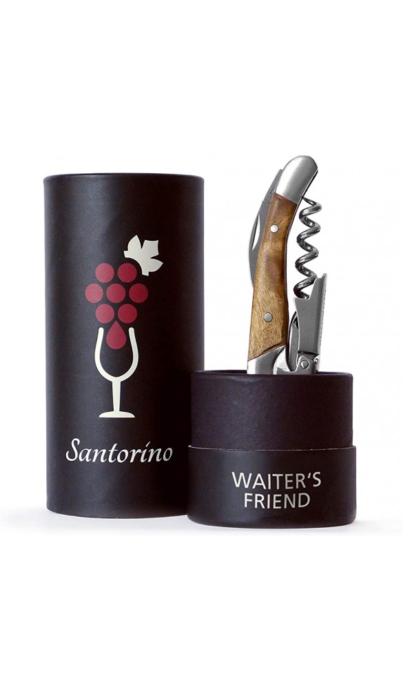 Santorino® Kellnermesser | Exklusives Sommeliermesser aus Campecheholz 2 Stufen Weinöffner Korkenzieher Flaschenöffner - B072K6H75LZ