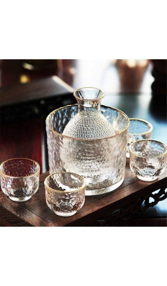 6-teiliges Glassake-Set graviertes Handdesign Traditionelles Japanisches Sake-Set kristallklares Weinset geeignet für warmen Wein Reiswein Weißwein - B08SJ593HXW