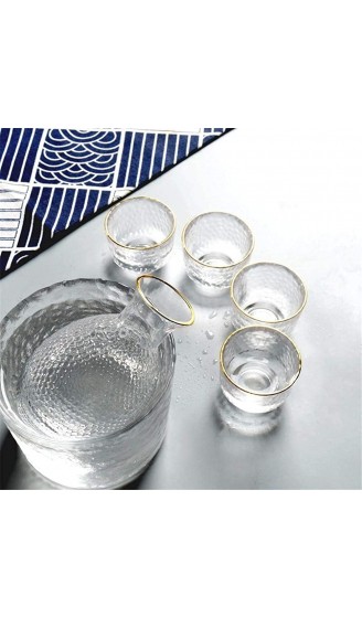 6-teiliges Glassake-Set graviertes Handdesign Traditionelles Japanisches Sake-Set kristallklares Weinset geeignet für warmen Wein Reiswein Weißwein - B08SJ593HXW