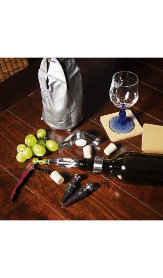 Byoeko 7-teiliges Weinzubehör-Set Korkenzieher Stöpsel Tropfring Stöpsel für Champagnerflaschen Ausgießer Belüfter Ständer für quadratische Gläser - B08K7MXGKYE