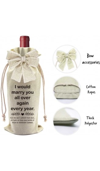 Eilcoly Weinflaschenbeutel zum Hochzeitstag mit der Aufschrift „I would Marry You All Over Again Every Year“ Weinflaschenschutz mit Kordelzug 1 Stück Wb057 - B09G9J6ZD9W