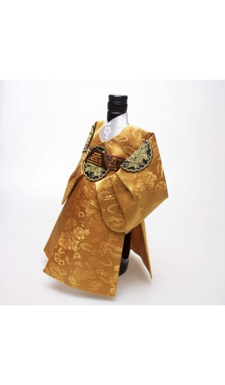 Traditioneller koreanischer König Hanbok Weinflaschenüberzug gelb - B08NPDKK69M