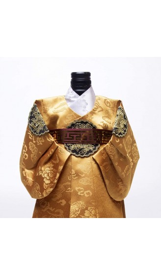 Traditioneller koreanischer König Hanbok Weinflaschenüberzug gelb - B08NPDKK69M
