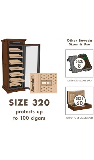 Boveda für Zigarren Tabak | 2-Wege-Feuchtigkeitsregulierung mit 72% relativer Feuchtigkeit | Größe 320 für bis zu 100 Zigarren | patentierte Technologie für Zigarren-Humidore | 1 Stück - B01N5Q2ODWV