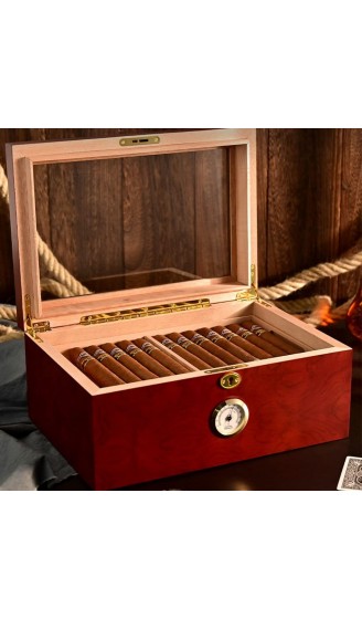 Humidor Zigarrenkiste Aus Zedernholz Feuchtigkeitsspendendes Zigarettenetui Eingebauter Luftbefeuchter Externes Hygrometer Color : Brown S : 38.5x28.1x19.6cm - B09XVGDY8MW