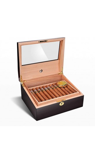 LZQBD ZENGQIANGJING Desktop-Zigarren-Humidor Zigarrenaufbewahrungsbox mit verstellbarem Teiler Cedar-Zigarren-Humidor mit Hygrometer und Luftbefeuchter speichert bis zu 40 Farbe: Kirsche - B09WMYHR6PB