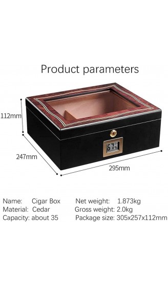LZQBD ZENGQIANGJING Zigarren-Humidor Zigarrenbox mit Fronthygrometer und Luftbefeuchter mit Sicherheitsschloss dekorativer Box Farbe: schwarz Color : Black - B09WMG8PP5L
