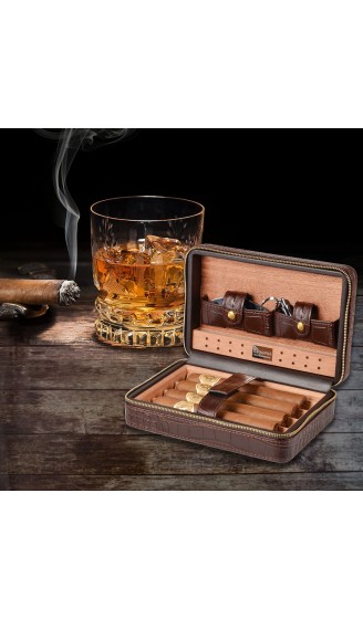 Volenx Zigarren Humidor Leder mit Zigarrenschneider Hält bis zu 4 Zigarrenbraun - B06XCS74YPI
