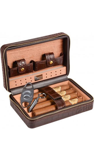 Volenx Zigarren Humidor Leder mit Zigarrenschneider Hält bis zu 4 Zigarrenbraun - B06XCS74YPI