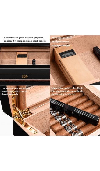 XXSLY Zigarrenschachtel Humidore Zigarre Zigar Cedar Holz Feuchtigkeitsbox Zigarettenkoffer Partition Lagerung Spanisch Zeder Große Kapazität Farbe: Schwarz Größe: 33 * 23 * 10 cm - B09Y446TZNC