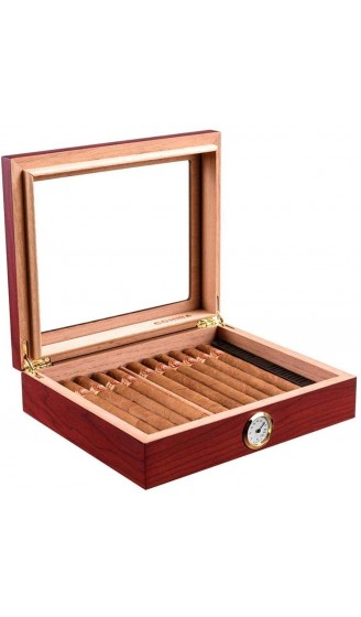 ZENGQIANGJING Zedernholz versiegelt Große Kapazität Zigarettenetui Zigarrenkasten Großraum Zigarrenbefeuchter Dekorative Box Farbe: rot Größe: 26 * 22 * ​​7 cm  Color : Red  Size : 26*22*7cm  - B09WMGCZ6XV