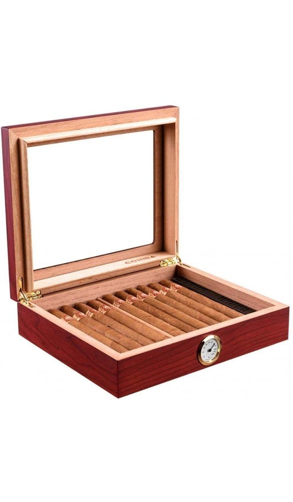 ZENGQIANGJING Zedernholz versiegelt Große Kapazität Zigarettenetui Zigarrenkasten Großraum Zigarrenbefeuchter Dekorative Box Farbe: rot Größe: 26 * 22 * ​​7 cm Color : Red Size : 26*22*7cm - B09WMGCZ6XV