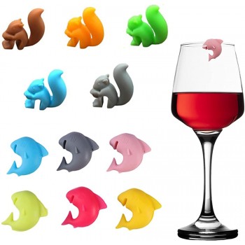 11 Stück Tiere Markierungen für Weinglas Silikon Glas Markierung Weinglasmarkierungen in Tier-und Fischform aus Silikon für Party-Tischdekorationen - B09KBV4MSTJ