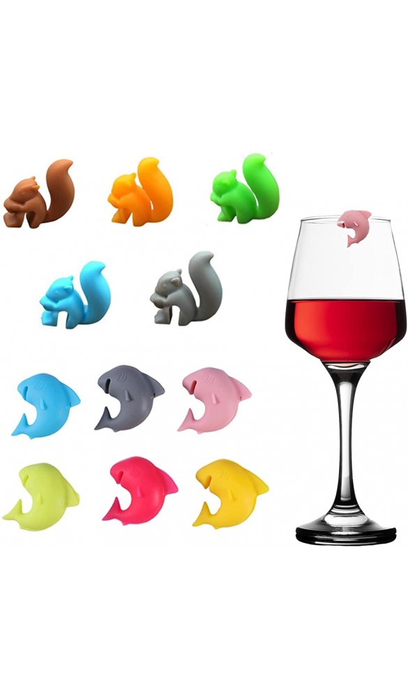 11 Stück Tiere Markierungen für Weinglas Silikon Glas Markierung Weinglasmarkierungen in Tier-und Fischform aus Silikon für Party-Tischdekorationen - B09KBV4MSTJ