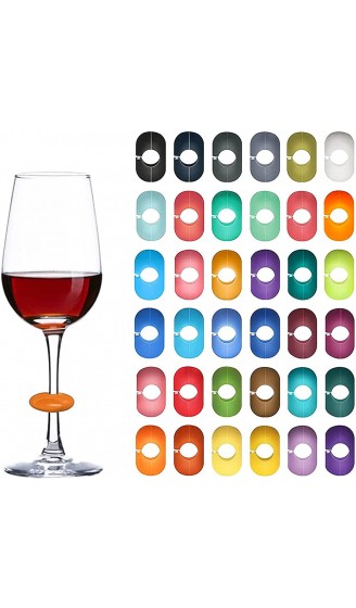 36 Stücke Silikon Glasmarkierer Wiederverwendbare Glasmarker Glasrand Weinglasmarkierer Glas Markierung Partydekoration - B09SFY6BKH9