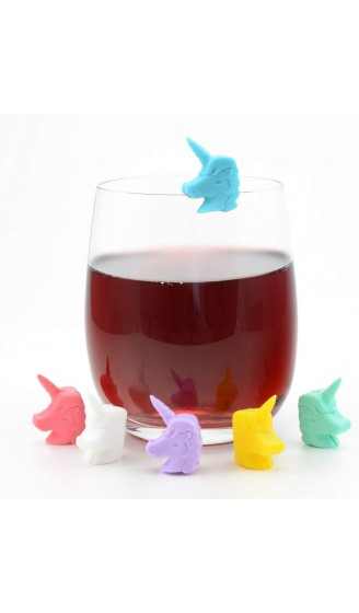 Bar Amigos Einhorn-Weinglas-Marker aus Silikon 6 Stück verschiedene Farben perfekt für Partys – haftet leicht an den Seiten von Gläsern und Flaschen. - B07F18HK6DR