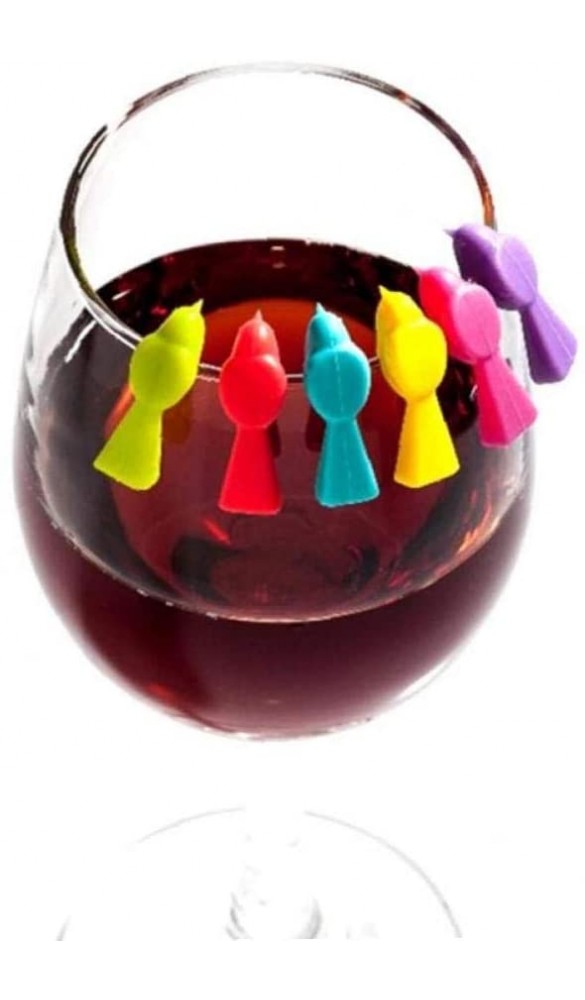 Case Cover 6 Stück Wein-Glas-Marker Silikon Getränk Glas-Charme-Cup Recognizer Festival Party Supplies Zufällige Farbe - B082X31K7BT