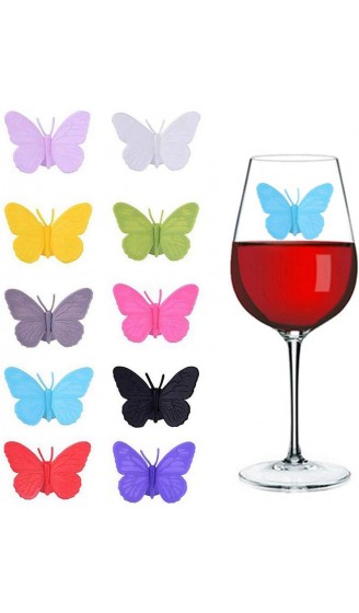 Ouceanwin 10pcs Glasmarker Silikon Glas Markierung Wiederverwendbare Schmetterlings Weinglasmarkierer Glasmarkierer Weinglas Marker mit Saugnapf für Bar Party Tischdekorationen 10 Farben - B08D9V3RRKZ