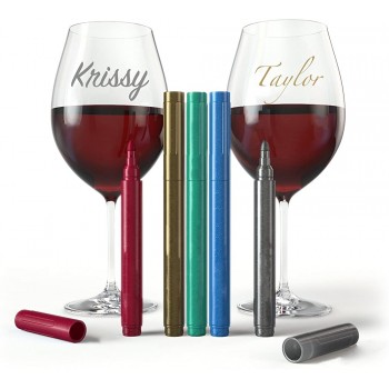 Weinglas-Marker – Weinglas-Marker metallische Farben beste Alternative zu Weinanhängern – lustiges Weinzubehör – kein Verschmieren und schnell trocknend - B01C689VQCO