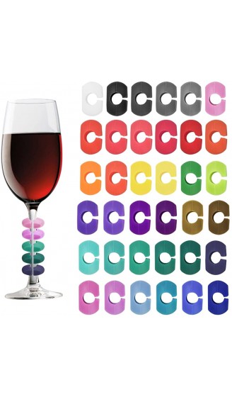 WUHEECOME 36 Farben Glasmarker Silikon Weinglasmarkierer Glasmarkierung Glasmarkierer Glasrand Ring Getränkemarker Markierung für Gläser Glas Markierung Silikon für Weinglas Cocktailglas Bar Party - B09MVPX2HL3
