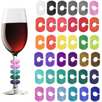 WUHEECOME 36 Farben Glasmarker Silikon Weinglasmarkierer Glasmarkierung Glasmarkierer Glasrand Ring Getränkemarker Markierung für Gläser Glas Markierung Silikon für Weinglas Cocktailglas Bar Party - B09MVPX2HL3