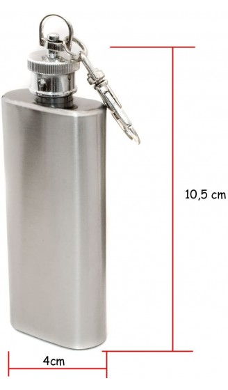 Outdoor Saxx® Edelstahl Flachmann 60ml Mini Taschen-Flasche Trink-Flasche Schnaps-Flasche für zB. Whiskey Schnaps Edelstahl gebürstet mit Karabiner 60ml - B078PJ5T72K