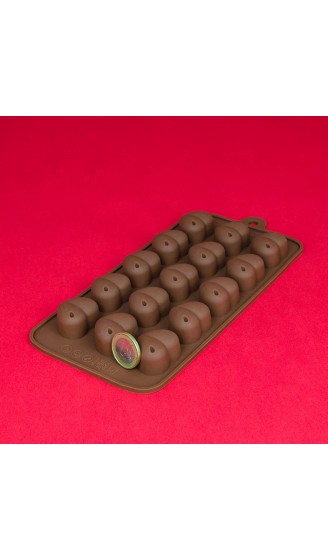 BlueFox Silikonform 15 Herzchen Pralineform Eiswürfelform Schokoladenform Süßigkeiten Deko Förmchen Bonbon Chocolate Fondantform Ice Cube Mould Eiswürfelform Silicone Farbe: Braun - B01F1ZMEYIP