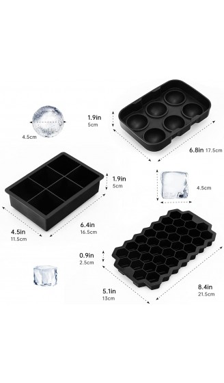 Eiswürfelform,3 Stück Silikon Eiswürfelform in Lebensmittelqualität für Eiswürfel Ice mold mit Deckel Ice Cube Süßigkeiten,Schokolade und andere herstellen（Quadrat + rund + Wabenart） - B0922FFBC1A