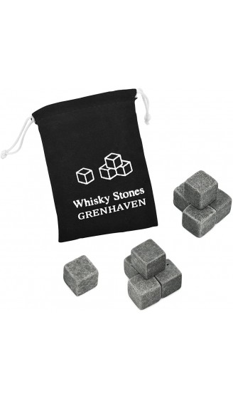 Grenhaven 9er Set Whisky-Steine Grau aus natürlichem Speckstein- on The Rocks Kühlsteine mit praktischen Stoffbeutel - B00TOM5DGGH