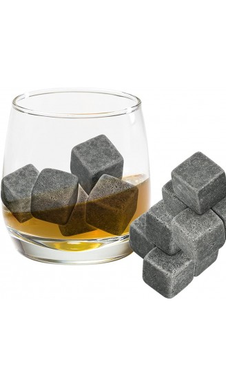 Grenhaven 9er Set Whisky-Steine Grau aus natürlichem Speckstein- on The Rocks Kühlsteine mit praktischen Stoffbeutel - B00TOM5DGGH