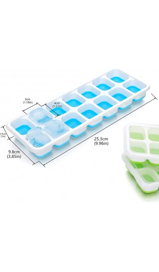 JTENG 4 Stück Eiswürfelform Silikon Eiswürfelschale mit auslaufsicherem Deckel BPA-frei geeignet für Kaltgetränke Whisky Cocktails und Babynahrung Blau Grün 56 Würfel - B09P8BZ1VTU