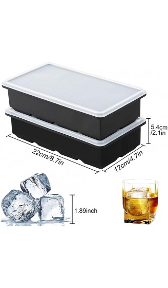 LessMo Eiswürfelform 2er Pack XXL Silikon Eiswürfelbehälter mit Deckel BPA-Frei Für 16 Große Eiswürfel 5cm [Updated] Schwarz - B07HJ8N8GJQ