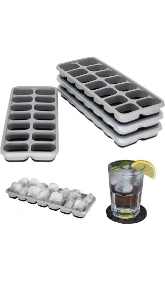Mannesfaktur Eiswürfelformen 4er-Pack mit Deckel stapelbar Silikon BPA-Frei grau schwarz Babynahrung Cocktails LFGB Zertifiziert Whiskey - B08L5DBQT5B