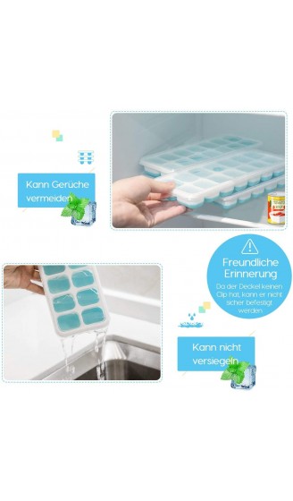 Towinle 4Stk Eiswürfelformen mit Deckel 14-Fach Eiswürfelbehälter mit LFGB Zertifiziert Babynahrung Einfrieren Behälter Eiswürfel Silikon Eiswürfelbox - B076D4RPF1G