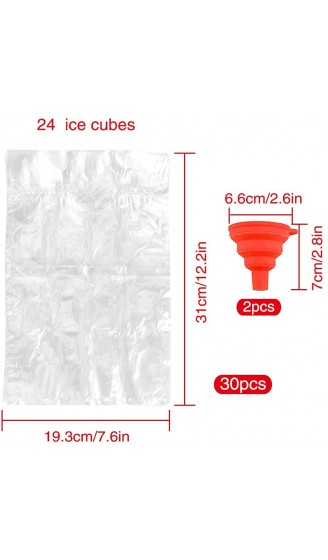 YIXISI 30 Stücke Selbstdichtende Eiswürfelbeutel mit 2 Silikontrichter 720 Eiswürfel Einweg-Eiswürfelform für Whiskey Cocktails Getränke Grillpartys Reisen - B0943FHXNRV