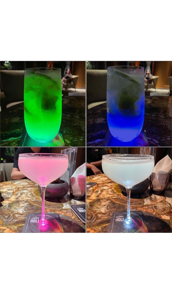 Cyeehxin LED Leuchtende Untersetzer 4er Set Glasuntersetzer Set für Gläser Gin Cocktail Champagner LED Getränkeuntersetzer Eckig | 9,5*9,5cm für Tisch Party und Bar 4pcs Rot+blau+grün+weiß - B09DYPFSFLW