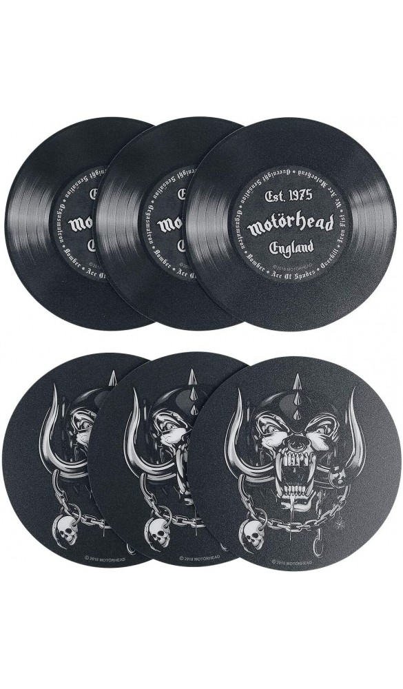 Motörhead Schallplatten Untersetzer 6-teilig Bedruckt aus Hart-PVC und rutschfestem Zellkautschuk. - B07DM3H4X3W