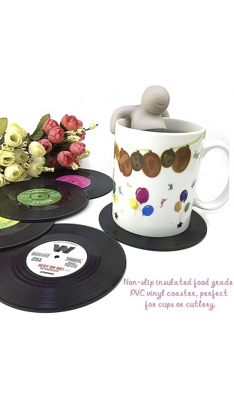 Retro Vinyl Untersetzer,RONGYI 12 Stück CD Untersetze Multifunktionale rutschfeste Dekoration im Retro-Stil Vinyl-Untersetzer Coasters für Getränke Bier Kaffee Milch Sekt Schwarz - B09TSWN9BMS