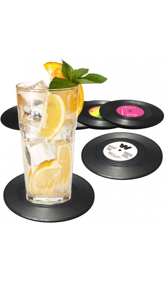 Set of 6 coasters Senhai retro vinyl record mats place mats for cold hot drinks non-slip tablet top protection prevents slipping 4.1 inches - B01N7N303YK