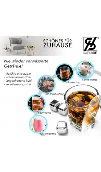 SWISSHOME® Untersetzer-Set für Gläser inkl. Edelstahl Eiswürfeln in Premium Geschenkverpackung | 18-teilig - B092QSYQNXC