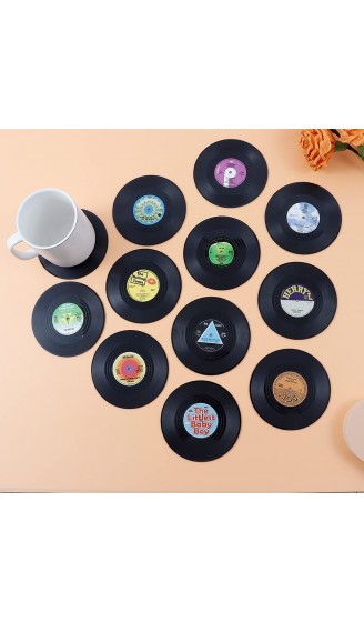 wongwongcat Untersetzer Retro CD-Schallplatten-Untersetzer für Kaffee Getränke Geschirr rutschfeste Coasters 12 Stück - B0983CV558F
