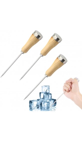 3 Stück Eispickel Edelstahl Eispickel mit Holzgriff 21,6 cm Werkzeug für Küche Bar Restaurant - B08M8Z8G87K