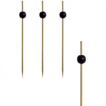 Papstar Fingerfood-Spieße Holzspieße "Black Pearl" 250 Stück 12.5 cm Naturholzspieße aus Bambus mit schwarzer Perle für Grillgut Fingerfood und Antipasti stilvolles und modernes Design #11300 - B005MNVEV47