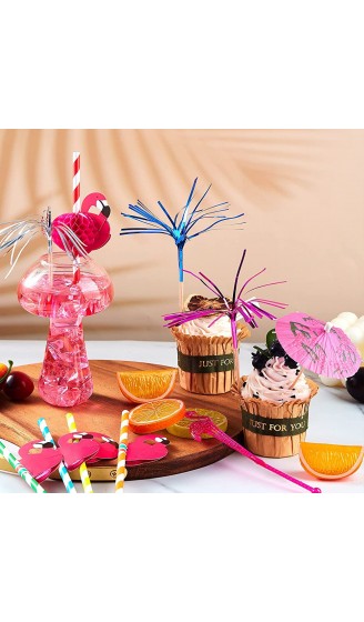 Patelai 130 Stück Cocktailparty Dekoration inklusive Flamingo Cocktail Rührstäbchen Getränke Regenschirm Sticks Feuerwerks Picks 3D Flamingo Papier Strohhalme für Tropisch Themen Partys Sommer - B09QKHXZRFB