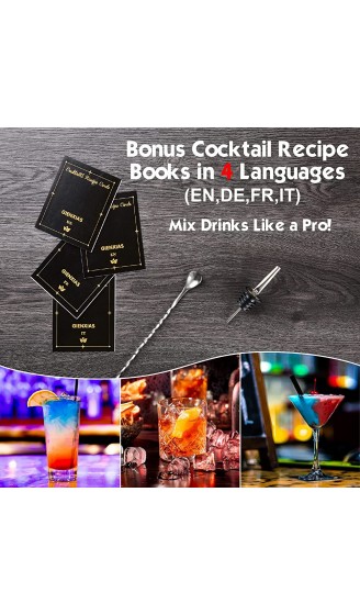 21-teiliges Cocktail-Set | Cocktail Shaker Set mit drehbarem Ständer | Shaker aus langlebigem Edelstahl mit Zubehör | inklusive schwarzer stilvoller Geschenkbox | Bar Set（Silber） - B09NM661J46